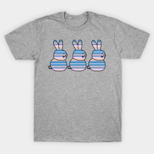 Three Bunnies Cherry Blossom Stripes Cute Animals T-Shirt